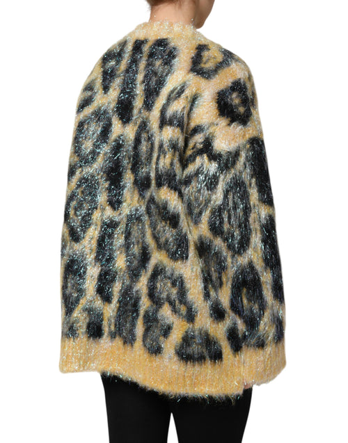 Dolce & Gabbana Multicolor Leopard Mohair Crew Neck Sweater - ClickThatClicks 