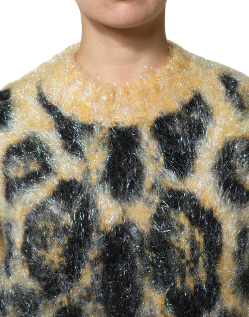 Dolce & Gabbana Multicolor Leopard Mohair Crew Neck Sweater - ClickThatClicks 