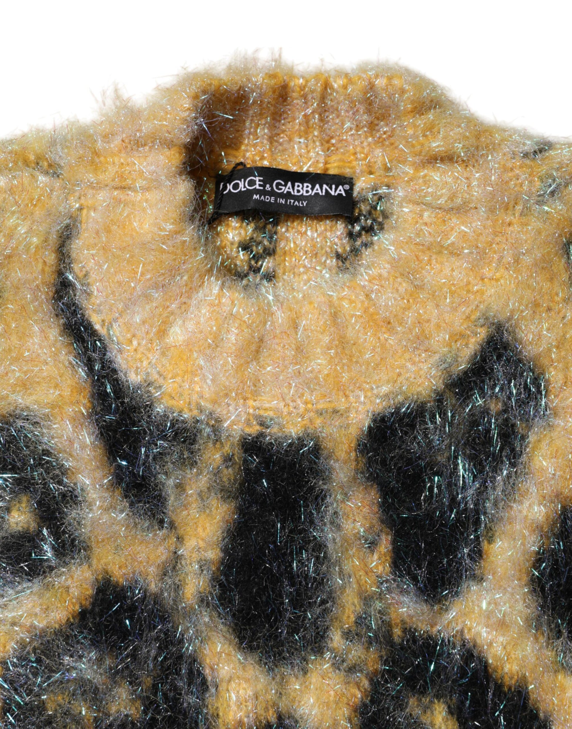 Dolce & Gabbana Multicolor Leopard Mohair Crew Neck Sweater - ClickThatClicks 