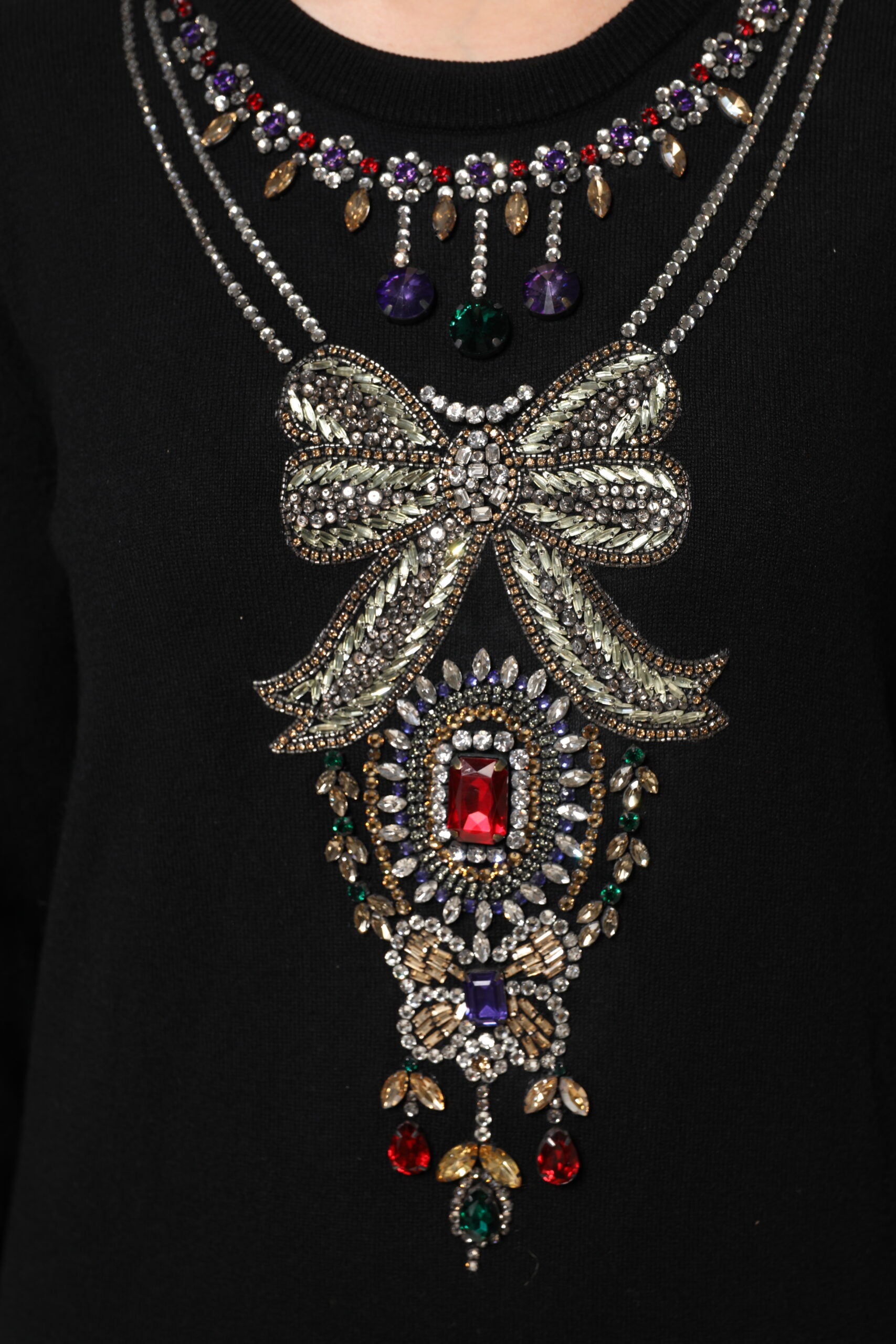 Dolce & Gabbana Black Cashmere Crystal Embellished Sweater - ClickThatClicks 