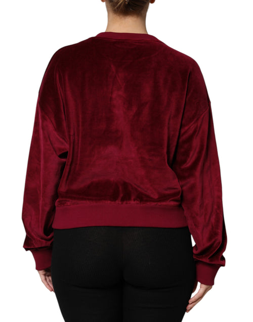 Dolce & Gabbana Red Cotton Velvet Crew Neck Pullover Sweater - ClickThatClicks 