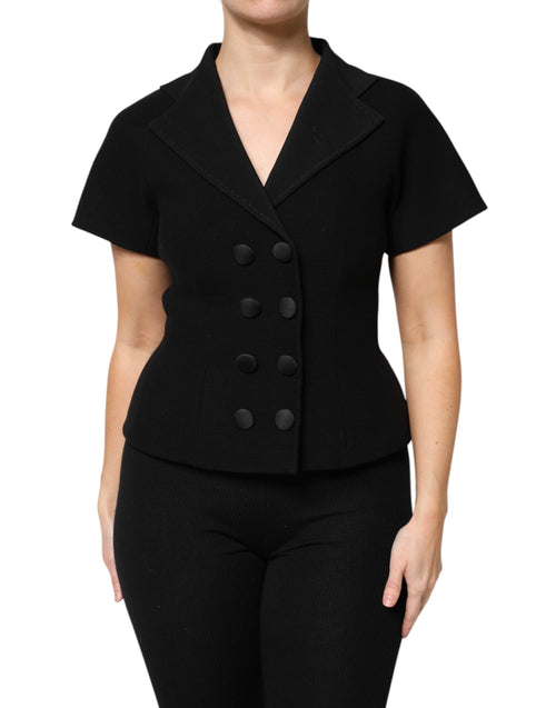 Dolce & Gabbana Black Wool Double Breasted Coat Jacket - ClickThatClicks 