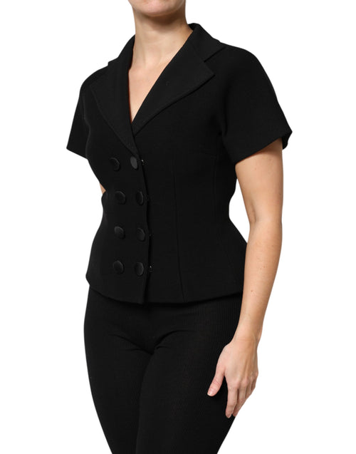 Dolce & Gabbana Black Wool Double Breasted Coat Jacket - ClickThatClicks 