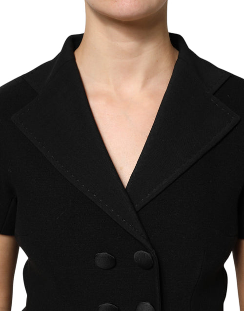 Dolce & Gabbana Black Wool Double Breasted Coat Jacket - ClickThatClicks 