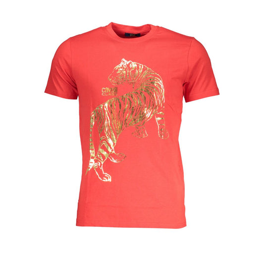 Cavalli Class Red Cotton Men T-Shirt - ClickThatClicks 