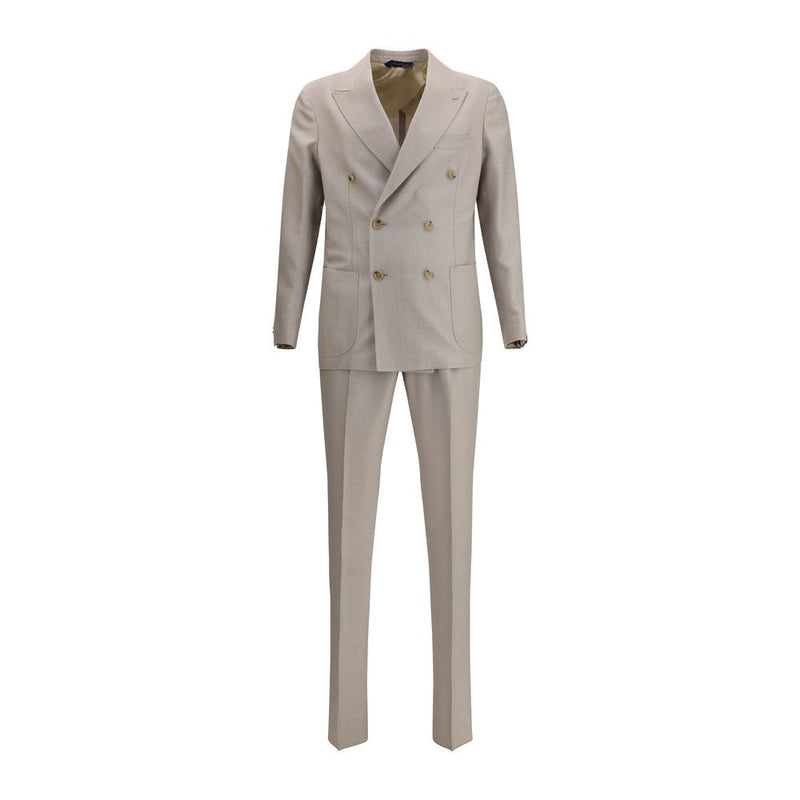 Gi Capri Beige Fleece Wool Two-Piece Suit
