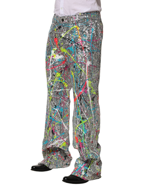 Dolce & Gabbana Multicolor Sequined Embellished Pants - ClickThatClicks 