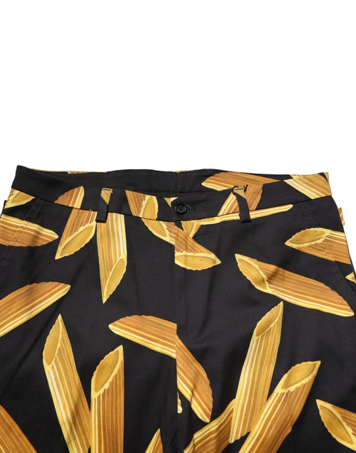 Dolce & Gabbana Black Pasta Print Tapered Men Pants - ClickThatClicks 
