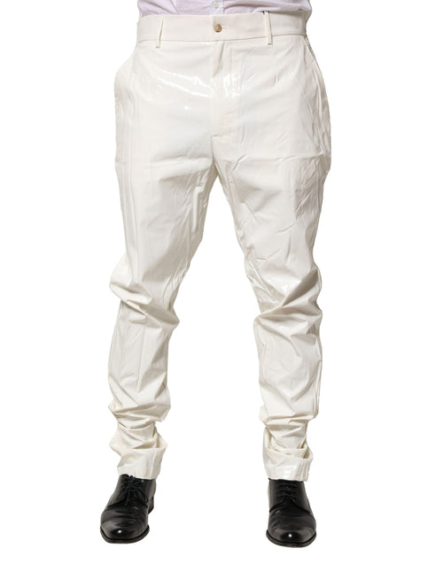 Dolce & Gabbana White Nylon Tapered Dress Men Pants - ClickThatClicks 