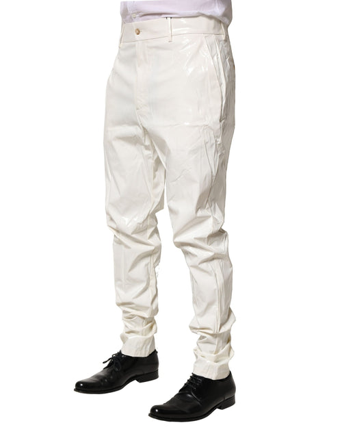 Dolce & Gabbana White Nylon Tapered Dress Men Pants - ClickThatClicks 