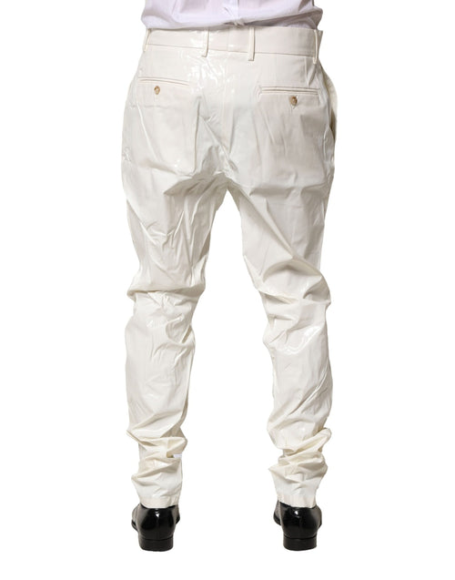 Dolce & Gabbana White Nylon Tapered Dress Men Pants - ClickThatClicks 