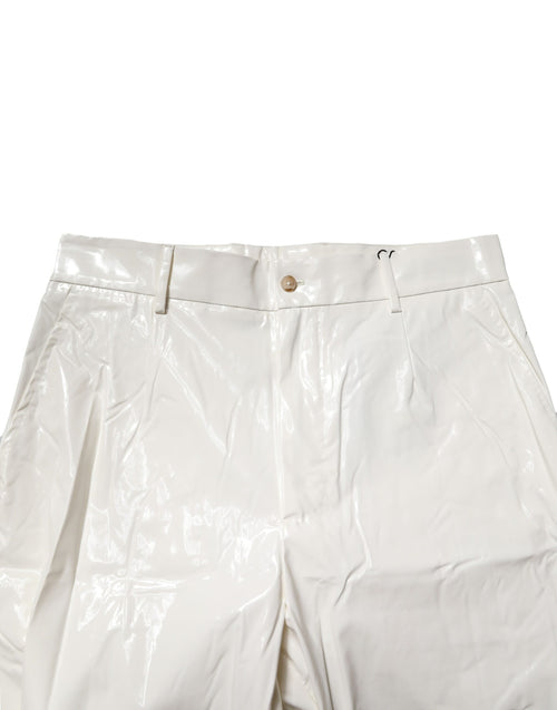 Dolce & Gabbana White Nylon Tapered Dress Men Pants - ClickThatClicks 