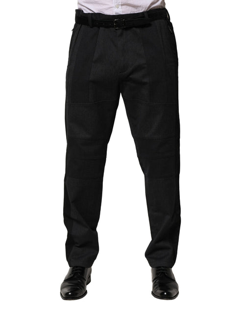 Dolce & Gabbana Black Cotton Dress Slim Formal Pants - ClickThatClicks 