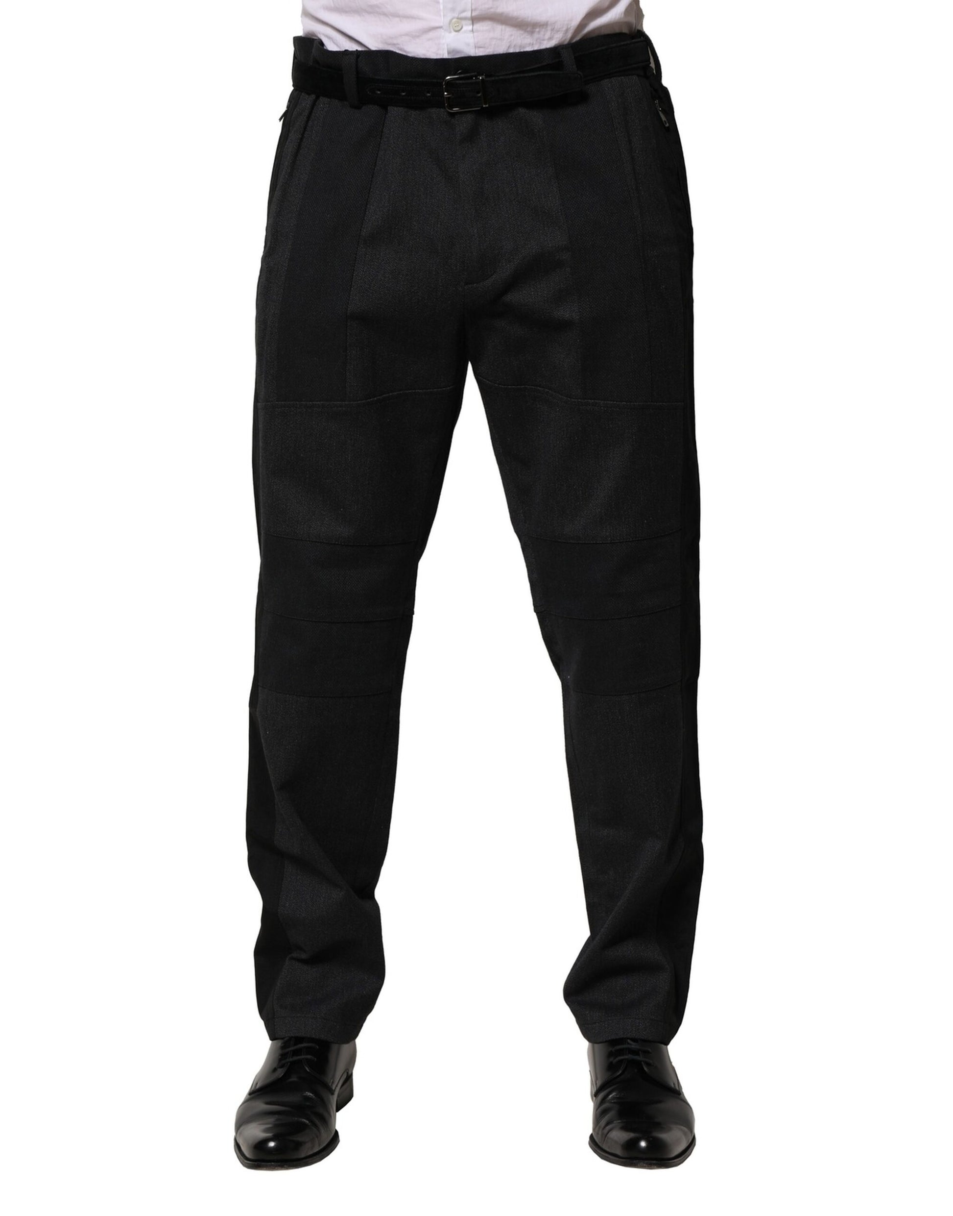 Dolce & Gabbana Black Cotton Dress Slim Formal Pants - ClickThatClicks 