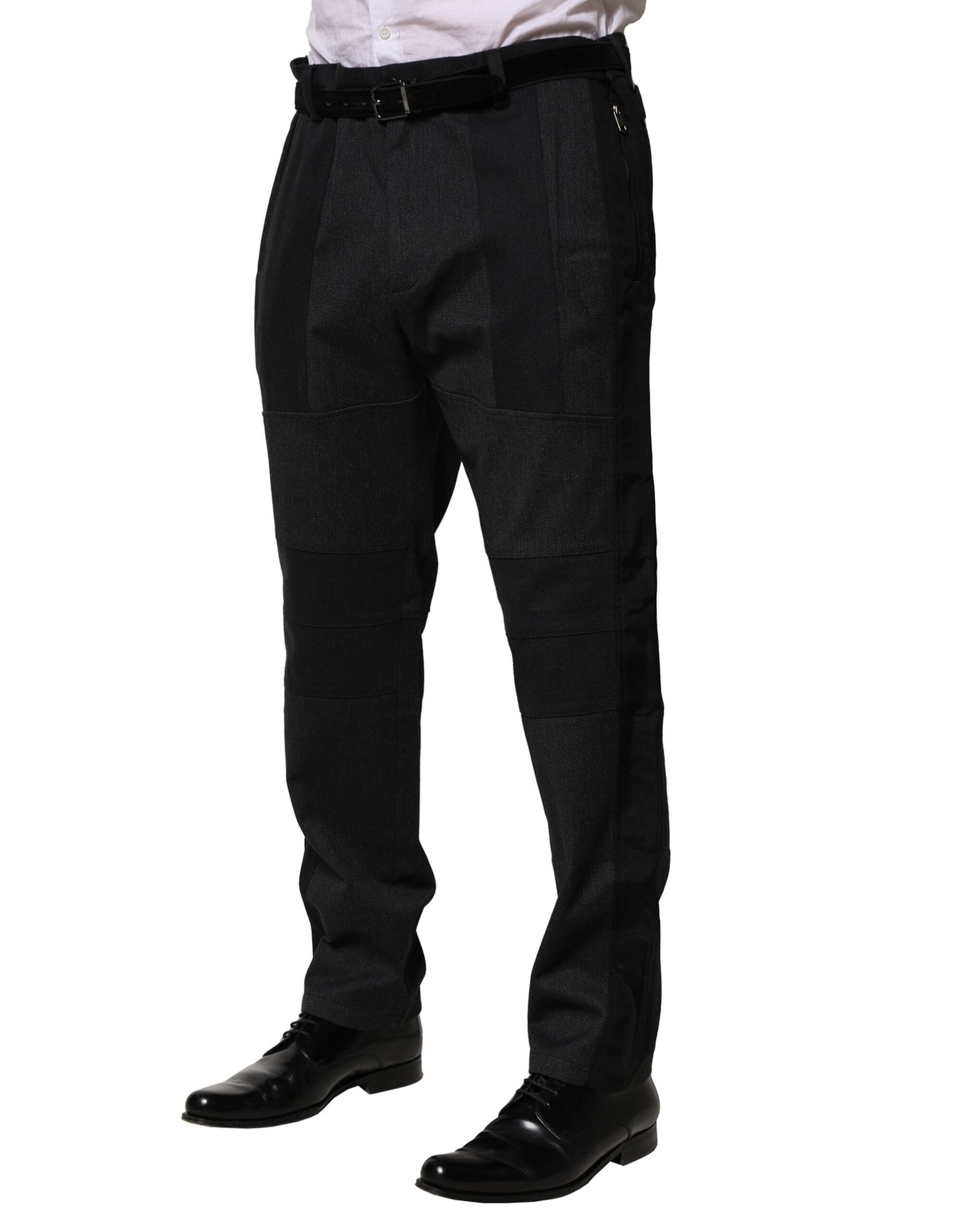 Dolce & Gabbana Black Cotton Dress Slim Formal Pants - ClickThatClicks 