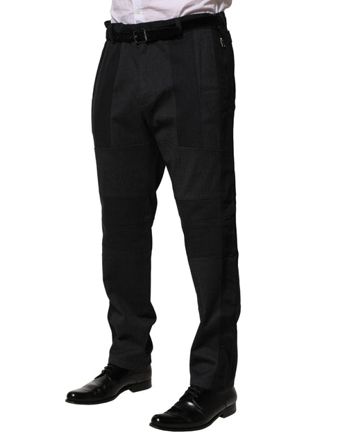 Dolce & Gabbana Black Cotton Dress Slim Formal Pants - ClickThatClicks 