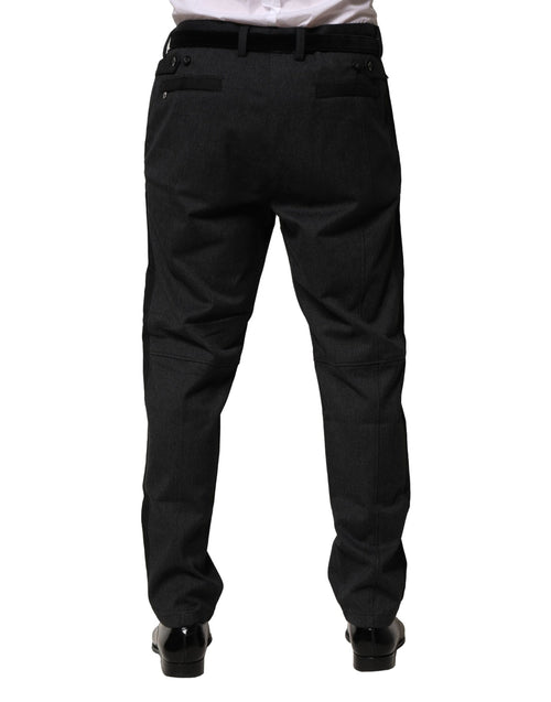 Dolce & Gabbana Black Cotton Dress Slim Formal Pants - ClickThatClicks 