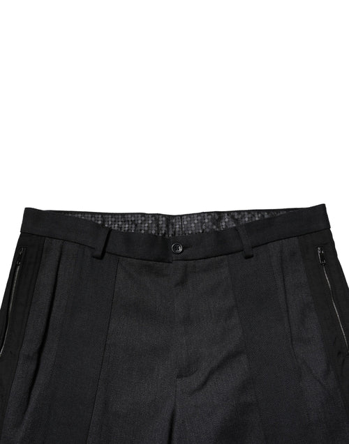 Dolce & Gabbana Black Cotton Dress Slim Formal Pants - ClickThatClicks 