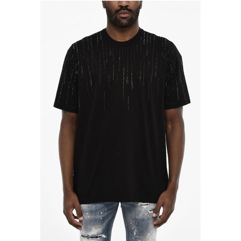 Dsquared² Rhinestone Cotton Crew-neck T-shirt