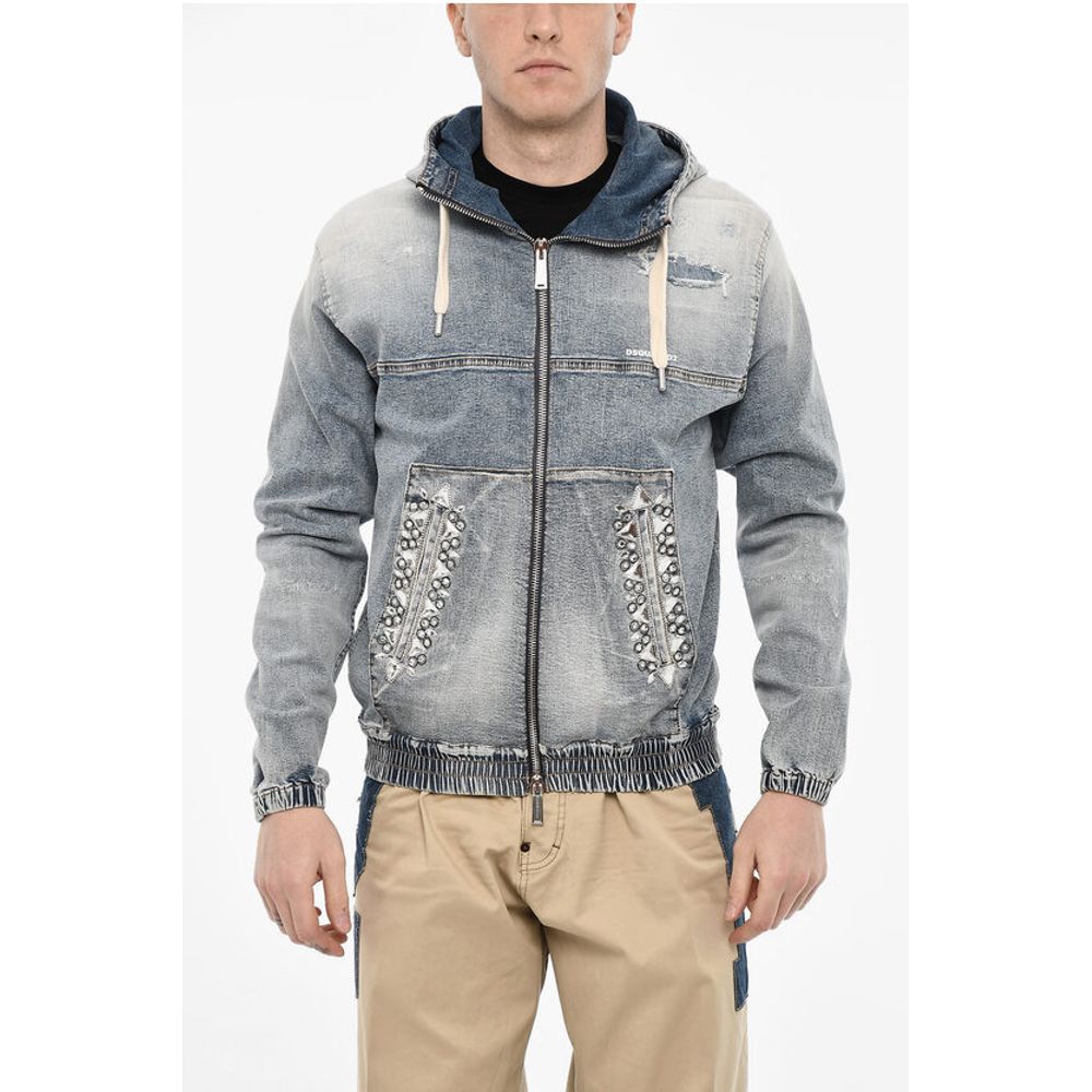 Dsquared² Vintage Effect Denim Jaket with Jewels