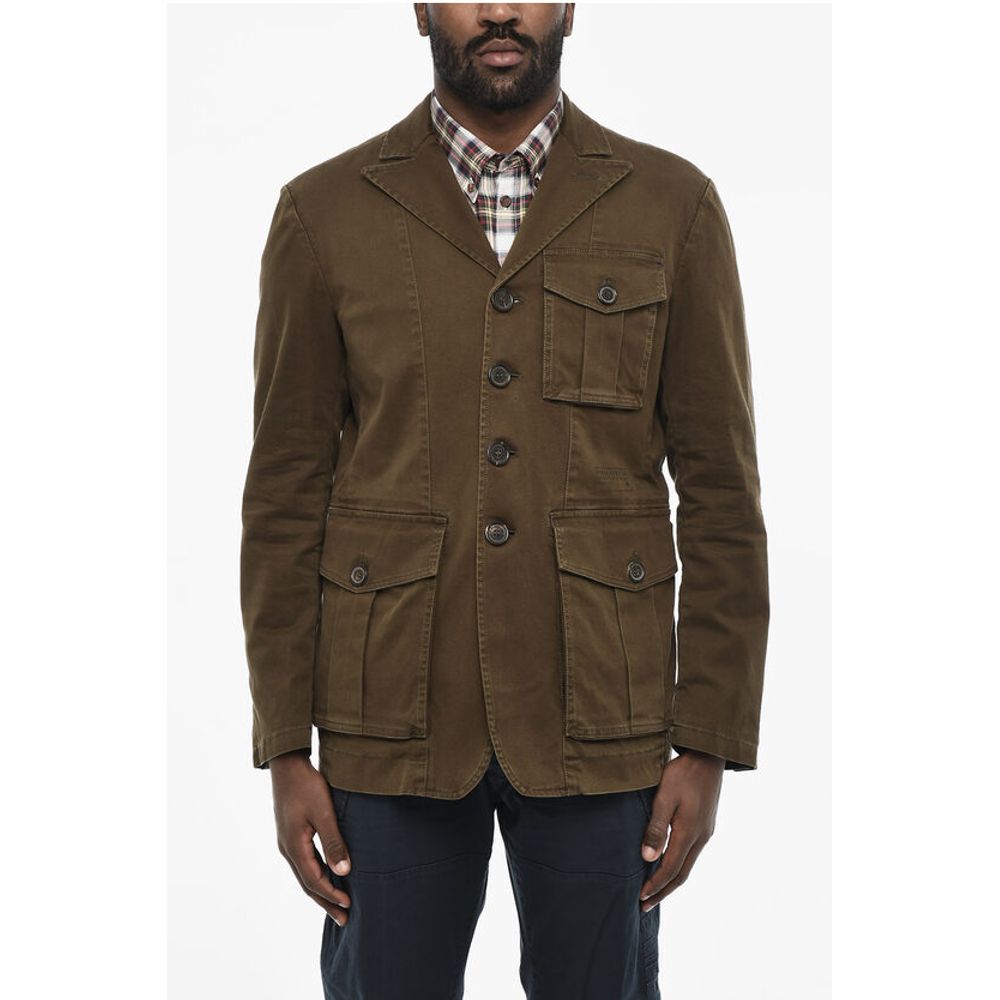 Dsquared² Cotton Sahariana Blazer with Logoed Buttons