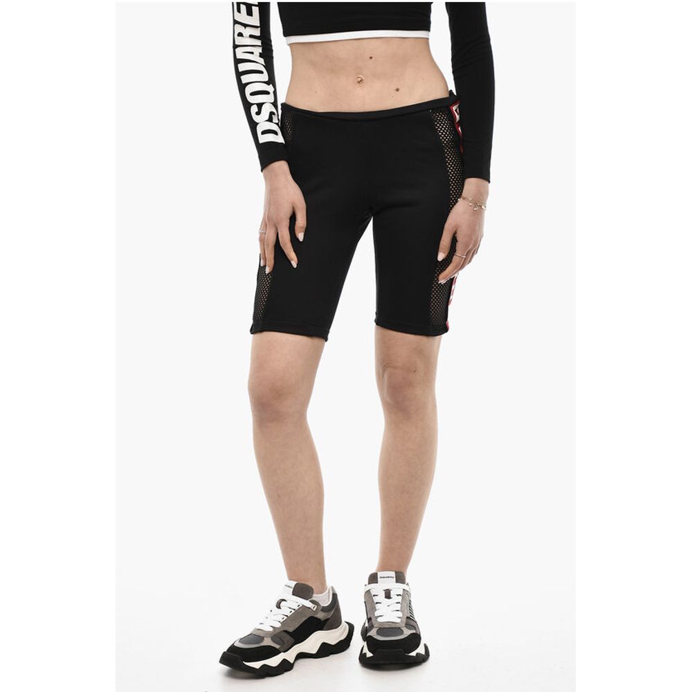 Dsquared² Biker Shorts With Mesh Details And Logoed Band
