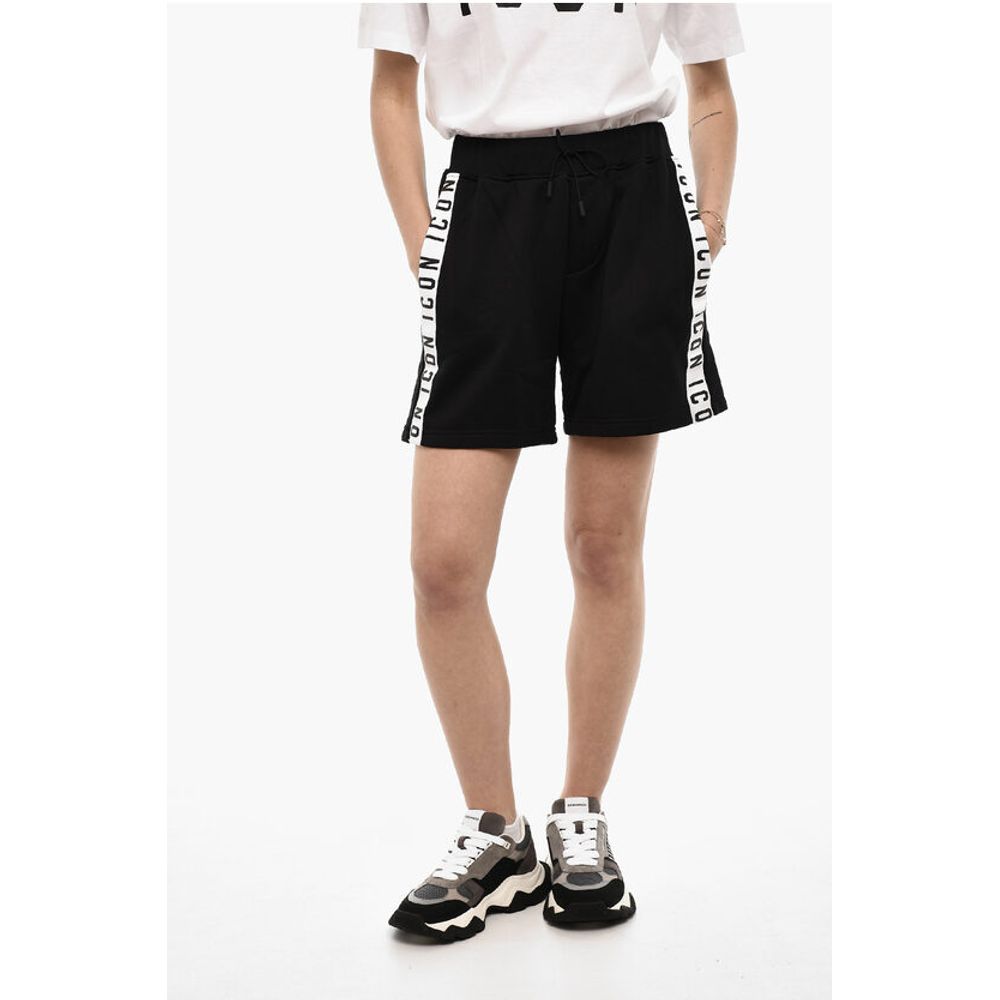 Dsquared² Cotton Blend ICON Shorts with Logoed Side Bands