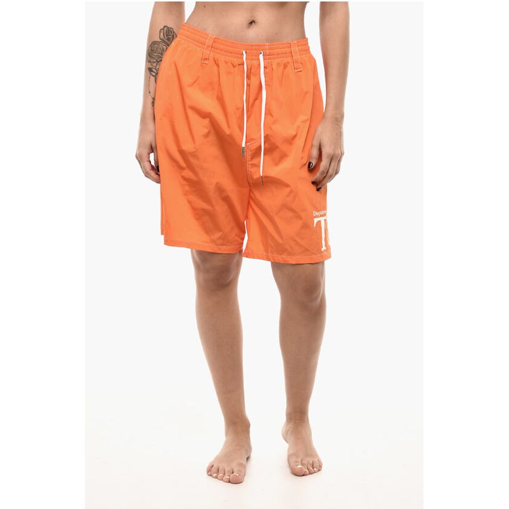 Dsquared² Boxer Swimsuit With Drawstrings And Logo Print