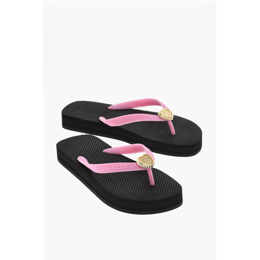 Dsquared² Rubber Flip-Flops With Heart Details
