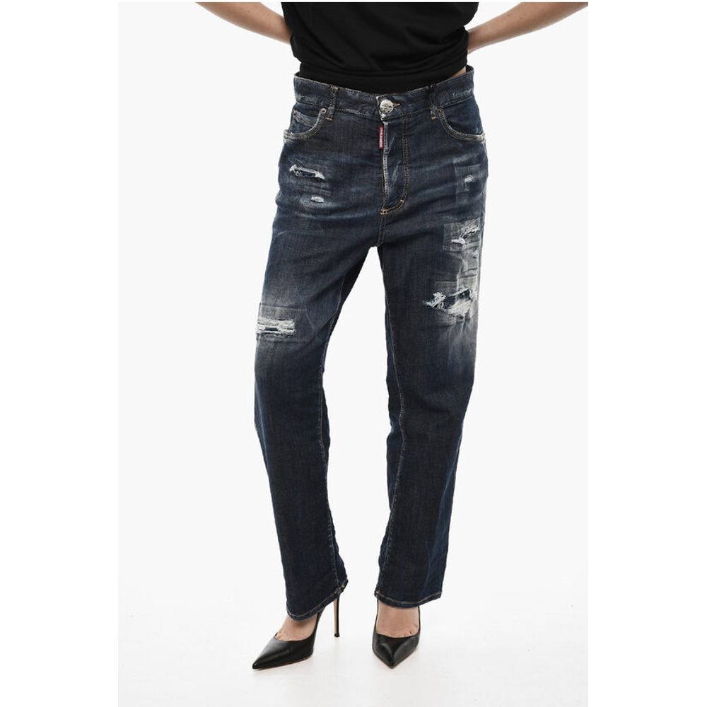Dsquared² Distressed BOSTON Jeans with Logo Button
