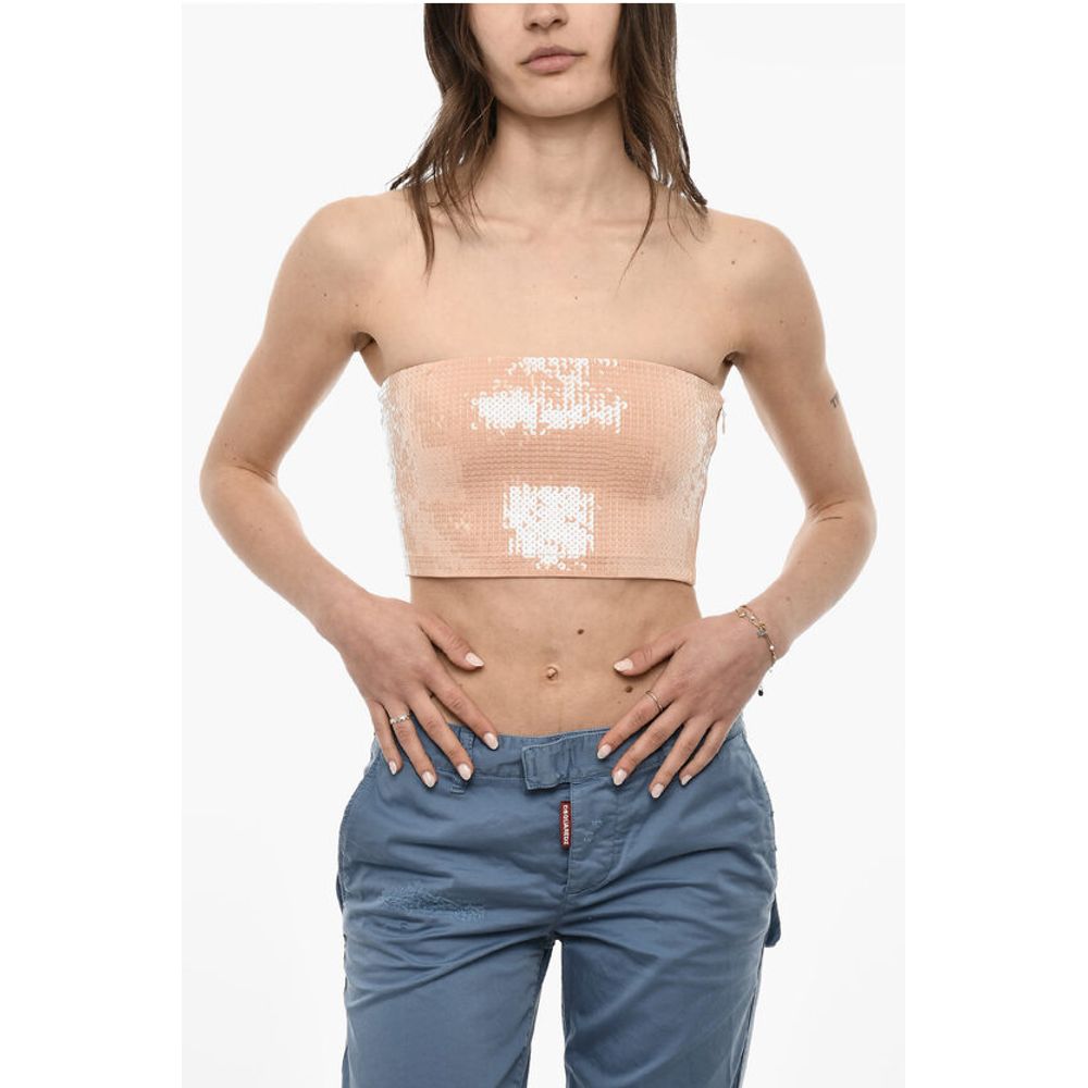 Dsquared² Strapless Sequined Cropped Top