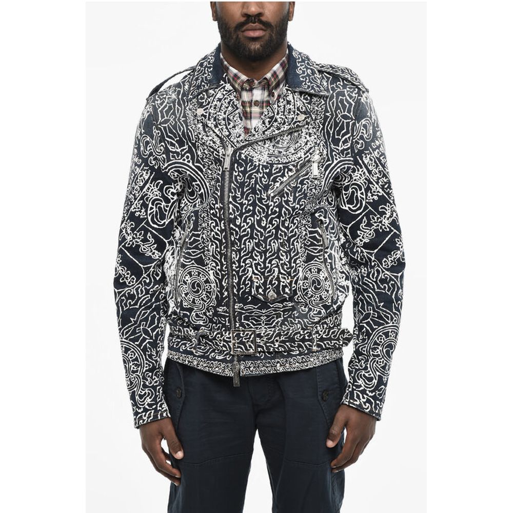 Dsquared² Printed Biker Denim Jacket