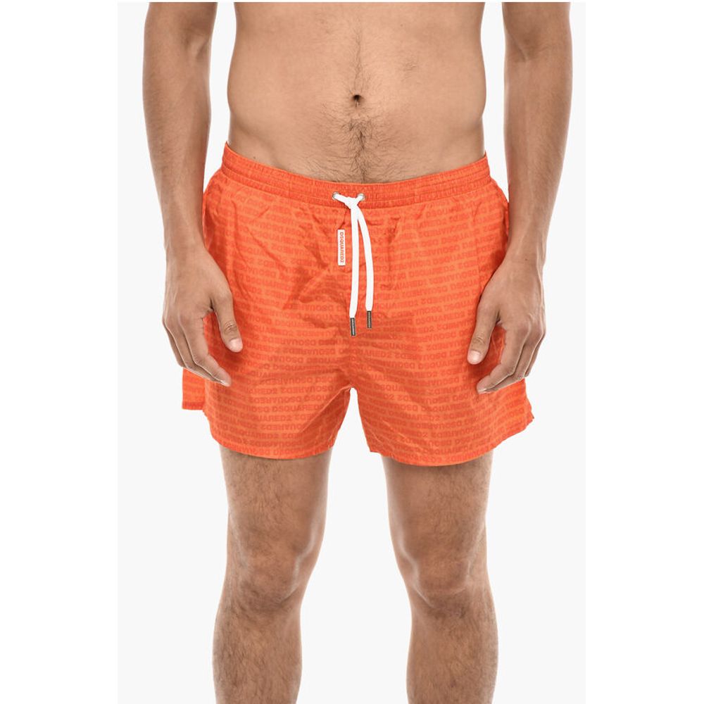 Dsquared² Boxer Swim Shorts With Allover Logo Print