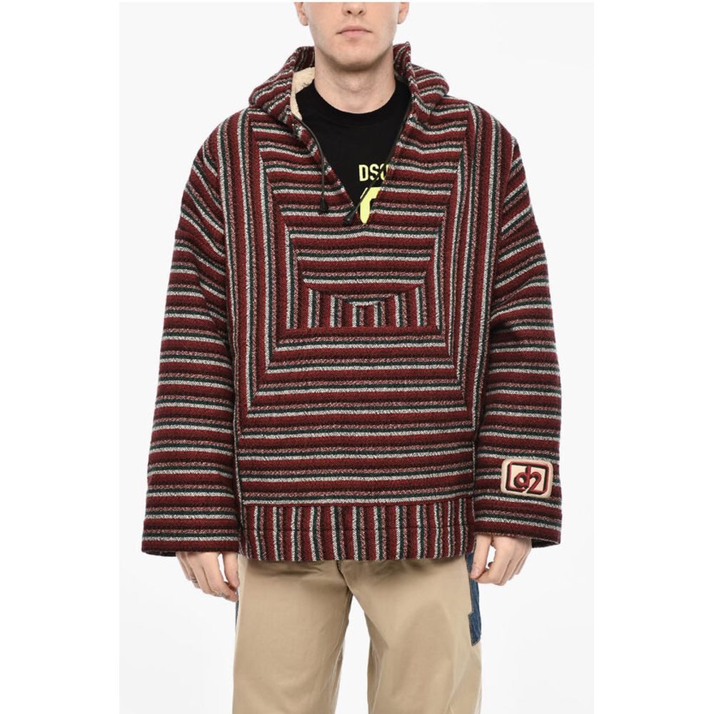 Dsquared² Hooded Padded Striped Wool Anorak