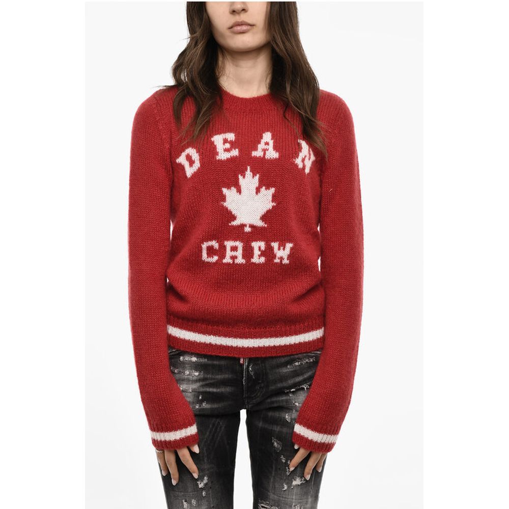 Dsquared² Wool Blend Crew-neck Sweater with Embroidery