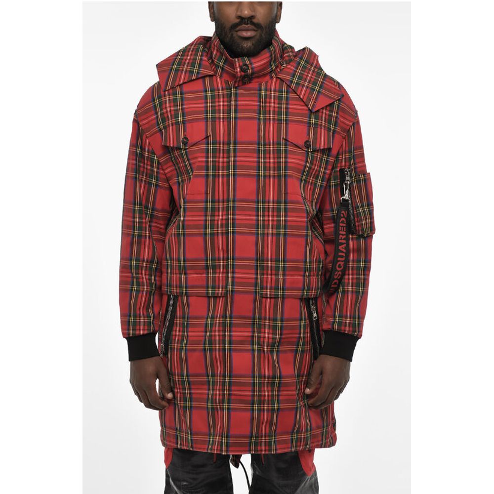 Dsquared² Checked Maxi Coat with Hidden Closure