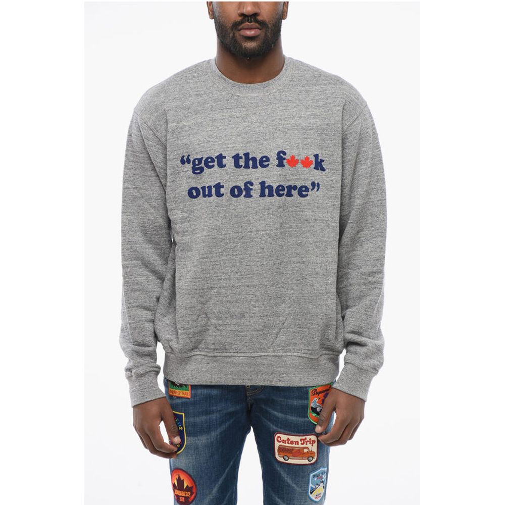 Dsquared² Crew Neck OUT OF HERE Brushed Cotton Sweatshirt
