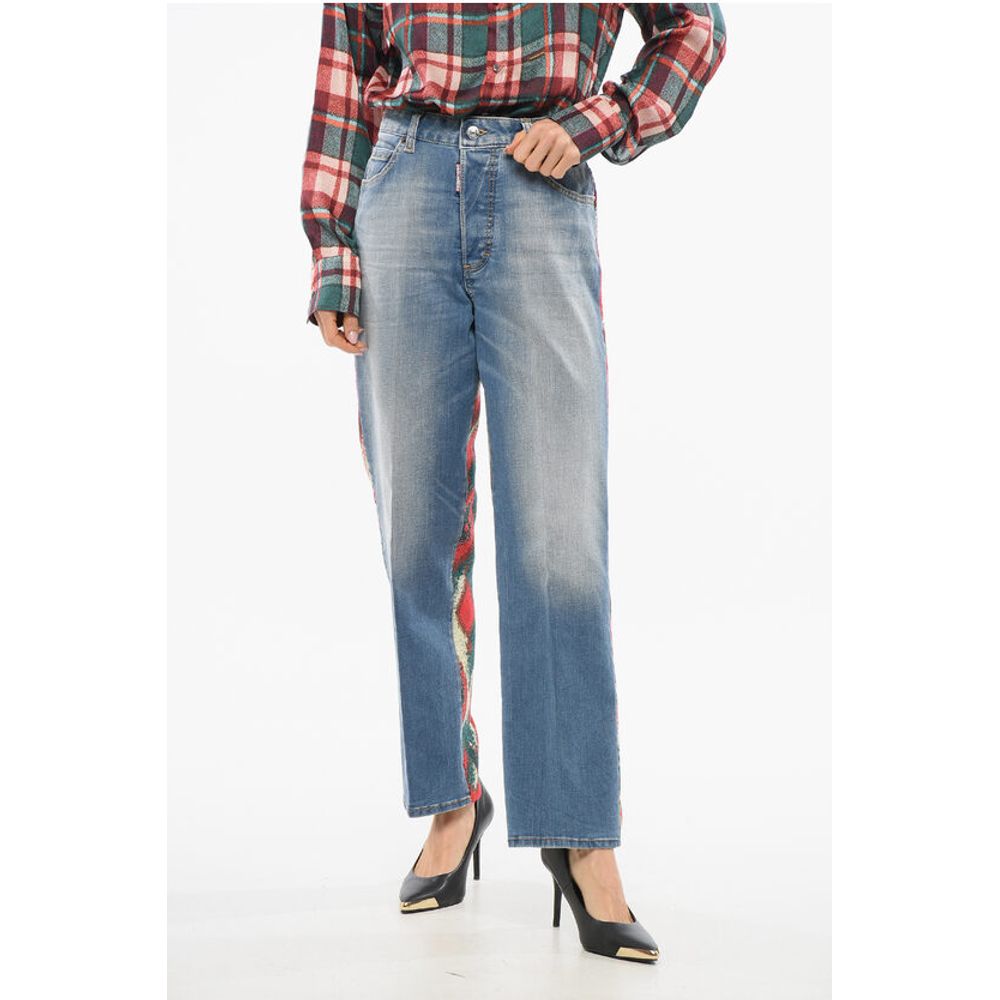 Dsquared² Boston Fit Denims with Patterned Tweed Back 19cm