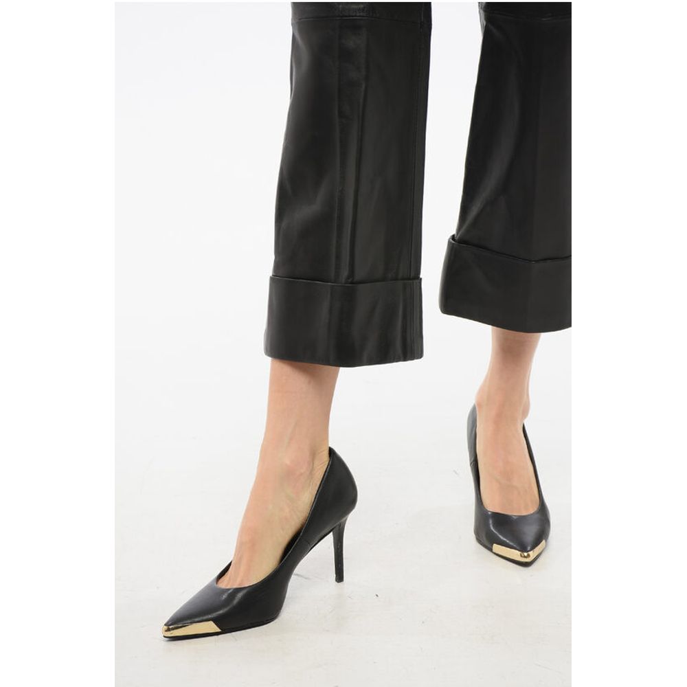 Dsquared² Leather Bootcut Cropped Fit Pants