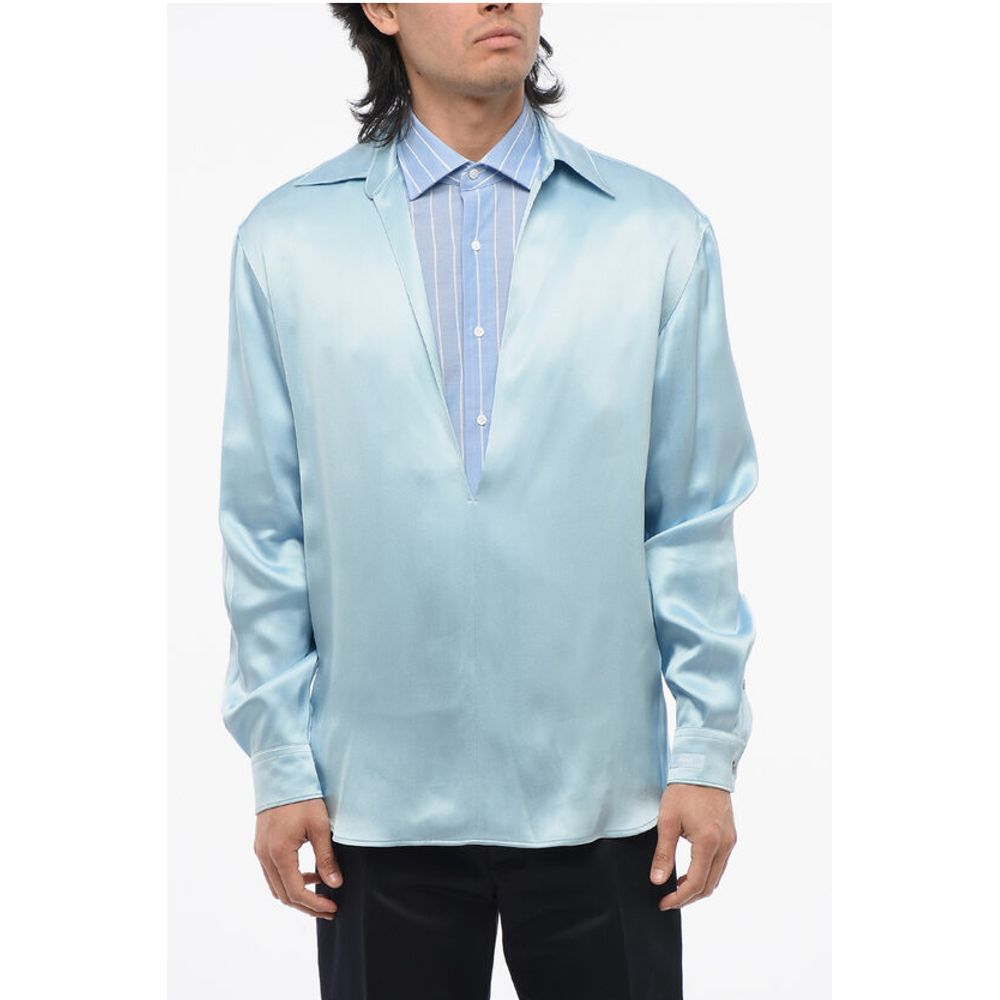 Versace Deep Neckline Satin Blouse