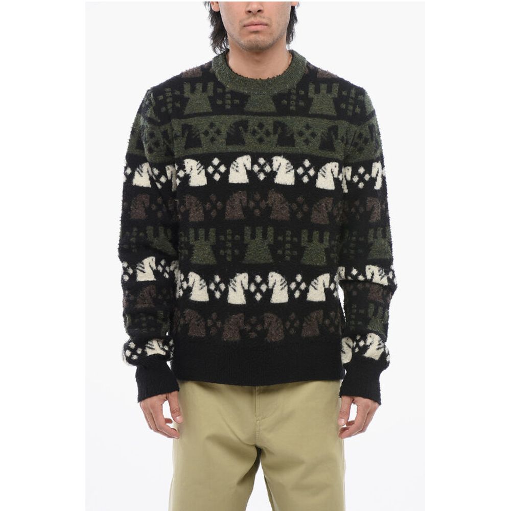 Burberry Embroidered Wool CHESS Crewneck Sweater