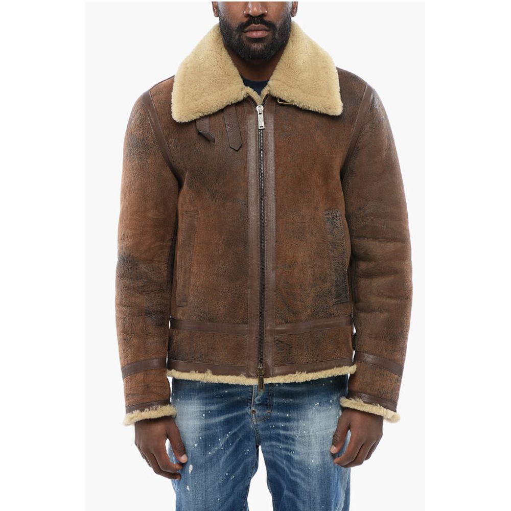 Dsquared² Craquelé Leeather Shearling Jacket