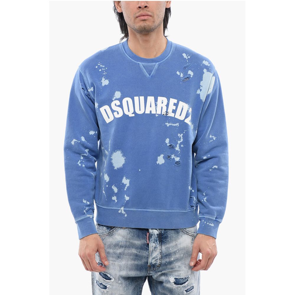 Dsquared² Logo Print Distressed Effect Crewneck Sweatshirt