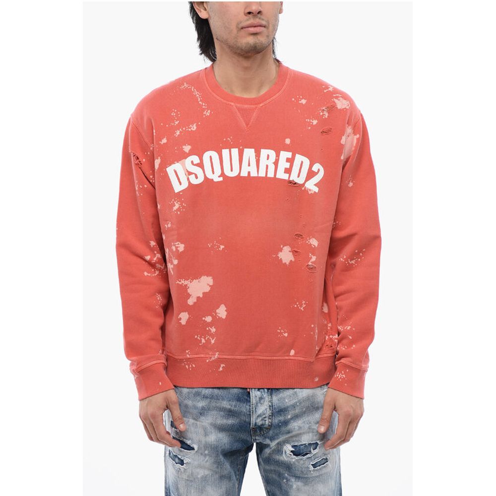 Dsquared² Logo Print Distressed Effect Crewneck Sweatshirt