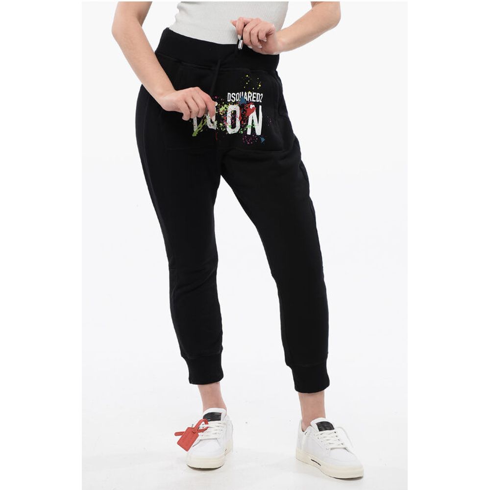 Dsquared² ICON Fleeced Cotton Joggers with Patch Pocket