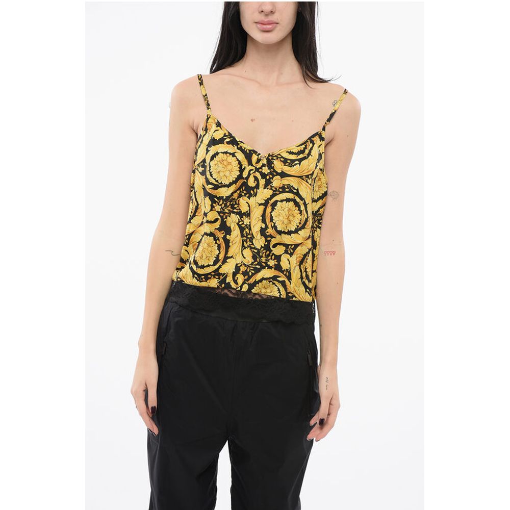 Versace Barocco Top with Lace Detail