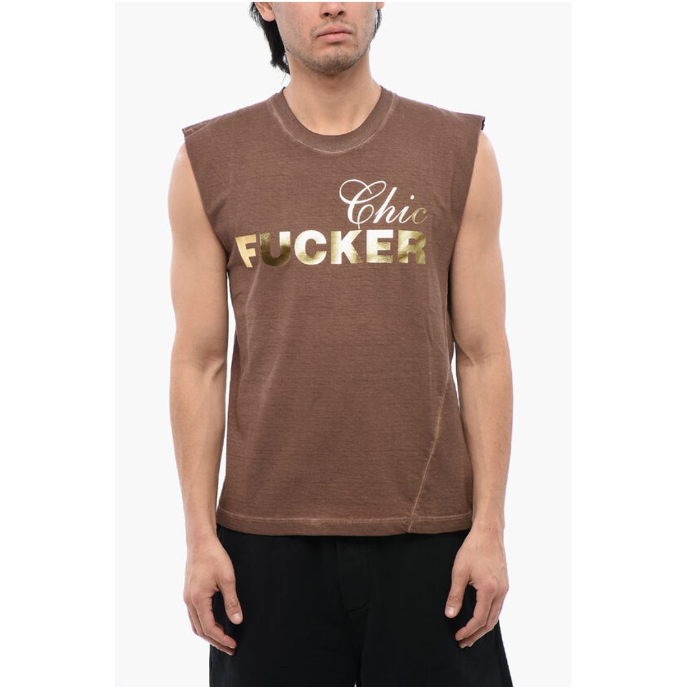 Dsquared² Metallic Effect Print FUCKER Sleeveless T-Shirt
