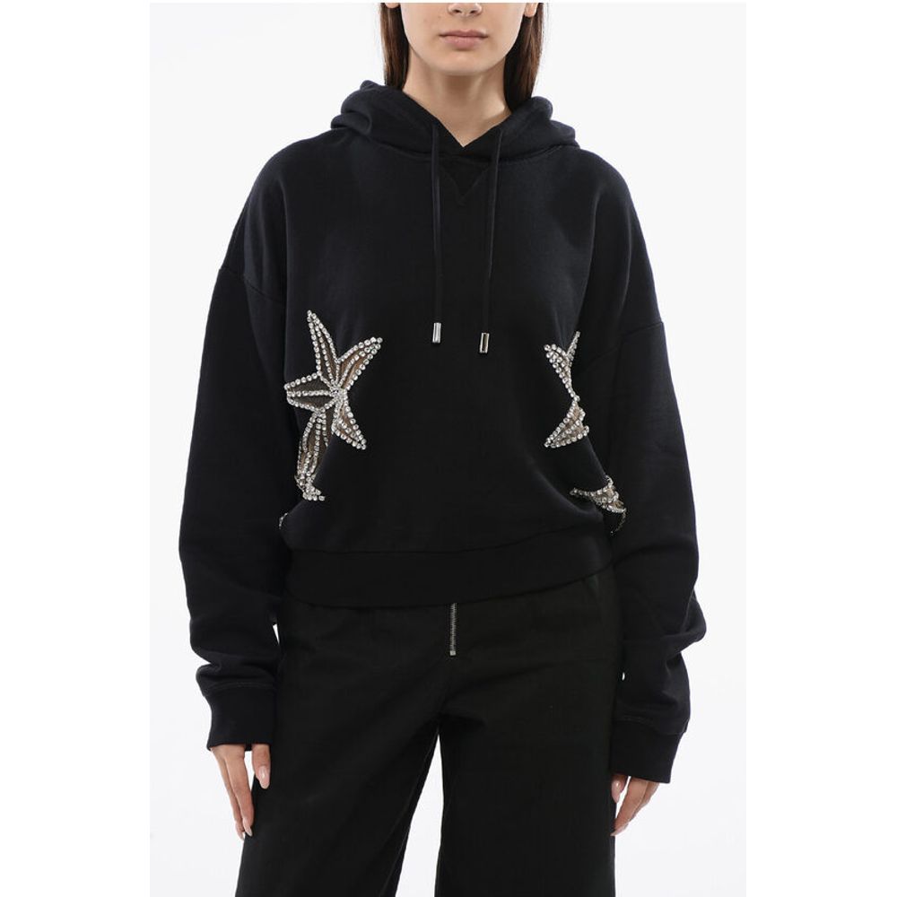 Dsquared² See Through Inserted STAR Hoodie with Rhinestones