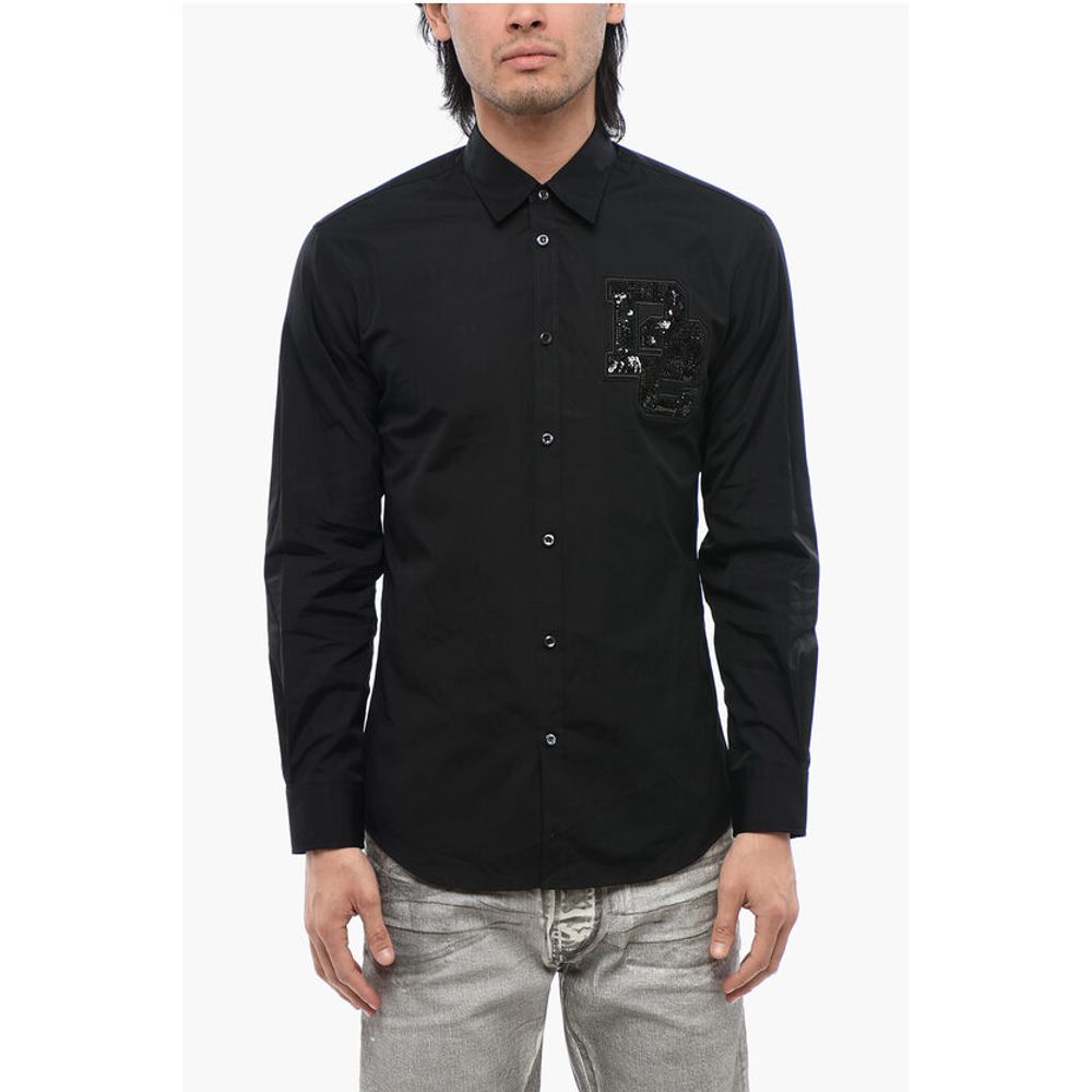 Dsquared² Long Sleeved NIGHT COLLEGE Shirt With Sequined Logo