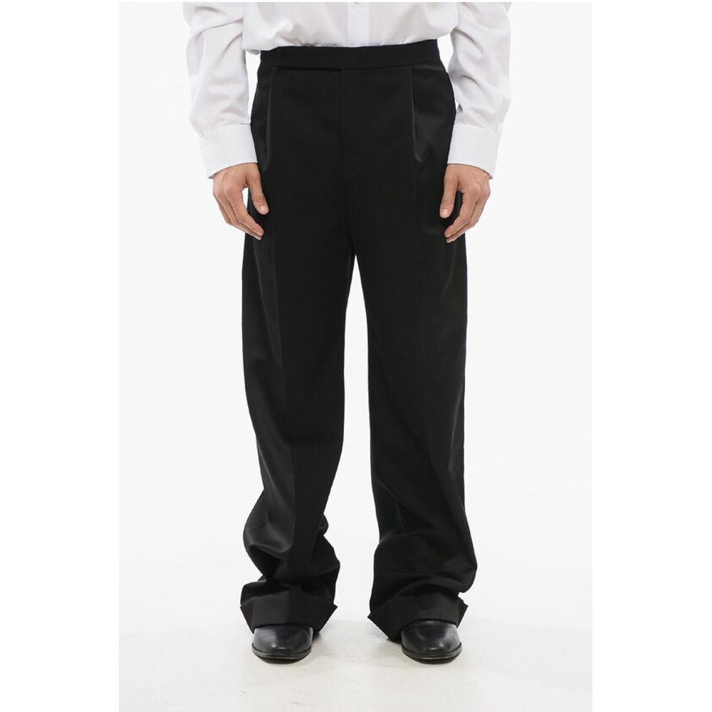 Saint Laurent Satin and Wool Pants with Hidden Closure